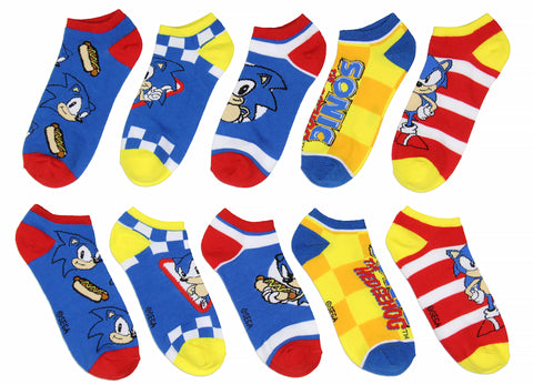 Sonic The Hedgehog Classic Video Game Character No-Show Ankle Socks 5 Pair Pack