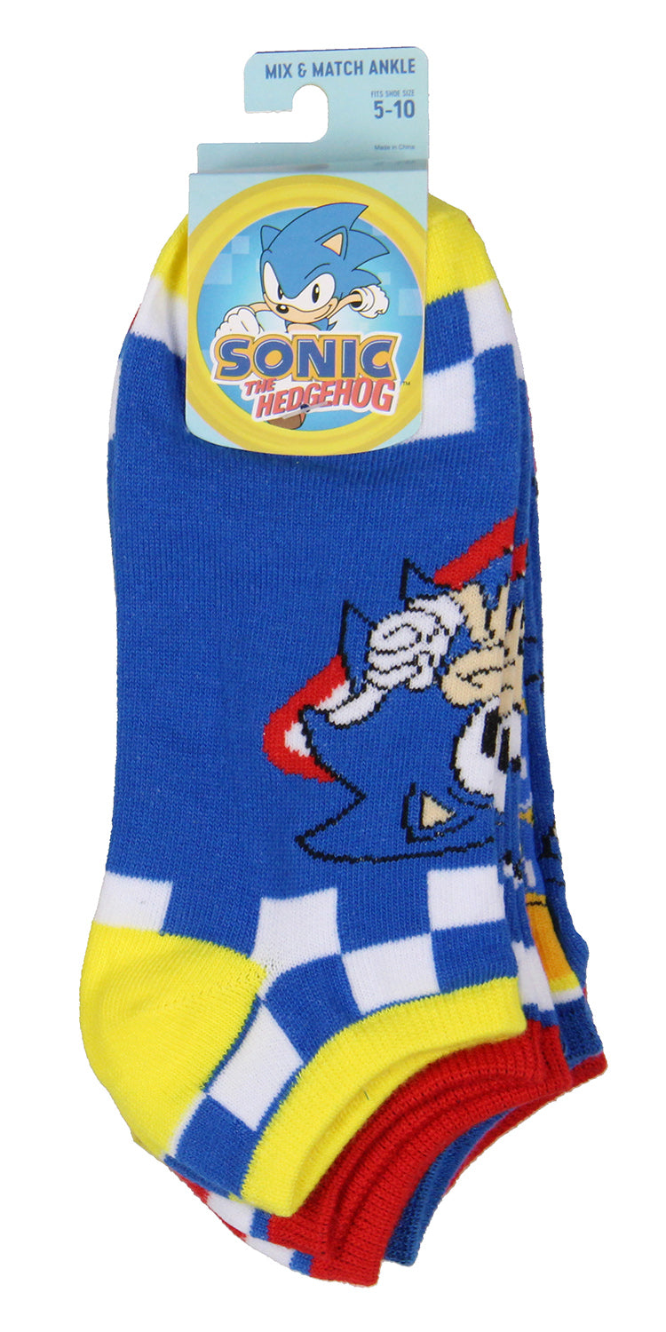 Sonic The Hedgehog Classic Video Game Character No-Show Ankle Socks 5 Pair Pack