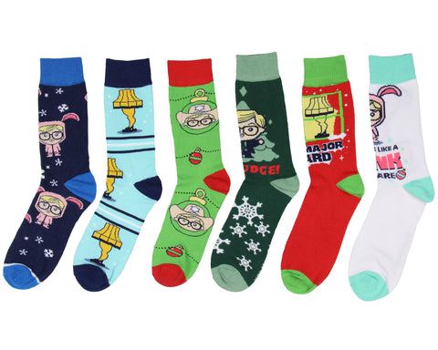 A Christmas Story Adult Holiday Inspired 6-Pack Crew Socks For Men And Women