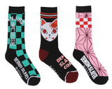 Demon Slayer Anime Tanjiro And Nezuko Character Athletic Mid-Calf Socks 3 Pairs