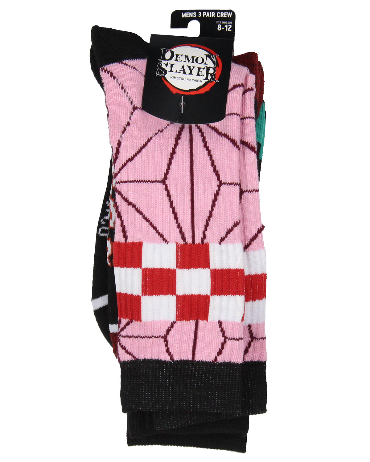 Demon Slayer Anime Tanjiro And Nezuko Character Athletic Mid-Calf Socks 3 Pairs