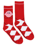 Nintendo Kirby Video Game Red Argyle Crew Socks For Men Women 1 Pair