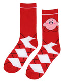 Nintendo Kirby Video Game Red Argyle Crew Socks For Men Women 1 Pair