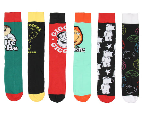 Family Guy Peter Griffin Stewie Lois Giggity Crew Socks For Men Women 6 Pairs