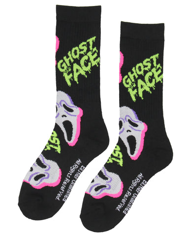 Ghostface Movie Film Neon Paint Character Halloween Crew Socks Size 8-12