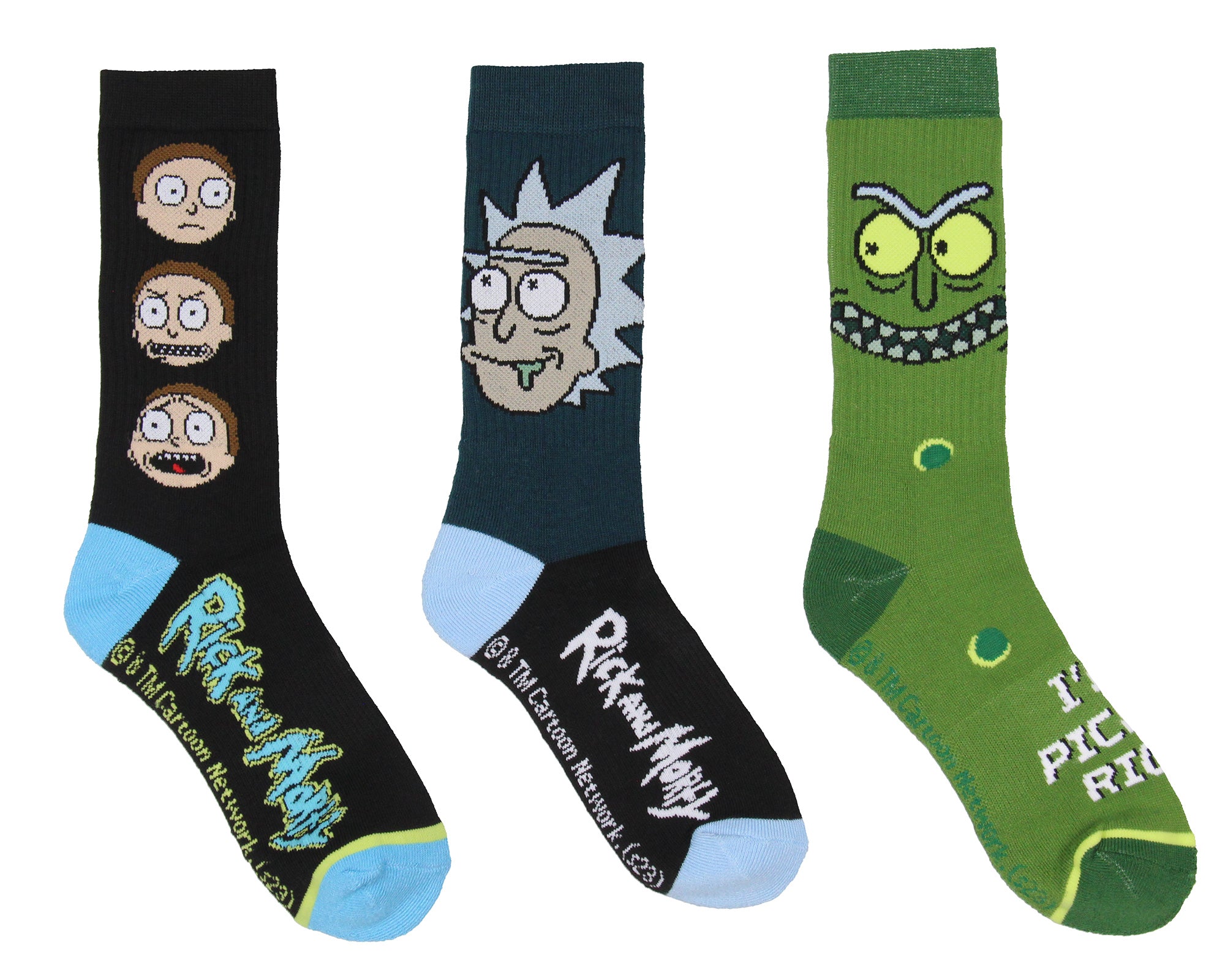 Rick And Morty Pickle Rick Athletic Cushioned Mid-Calf Crew Socks 3 Pairs