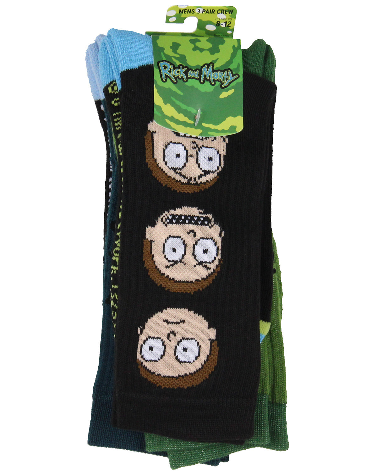 Rick And Morty Pickle Rick Athletic Cushioned Mid-Calf Crew Socks 3 Pairs