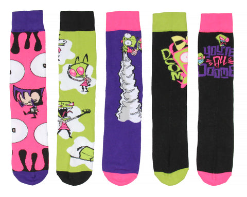 Invader Zim Gir Adult Crew Socks For Men Women 5 Pairs