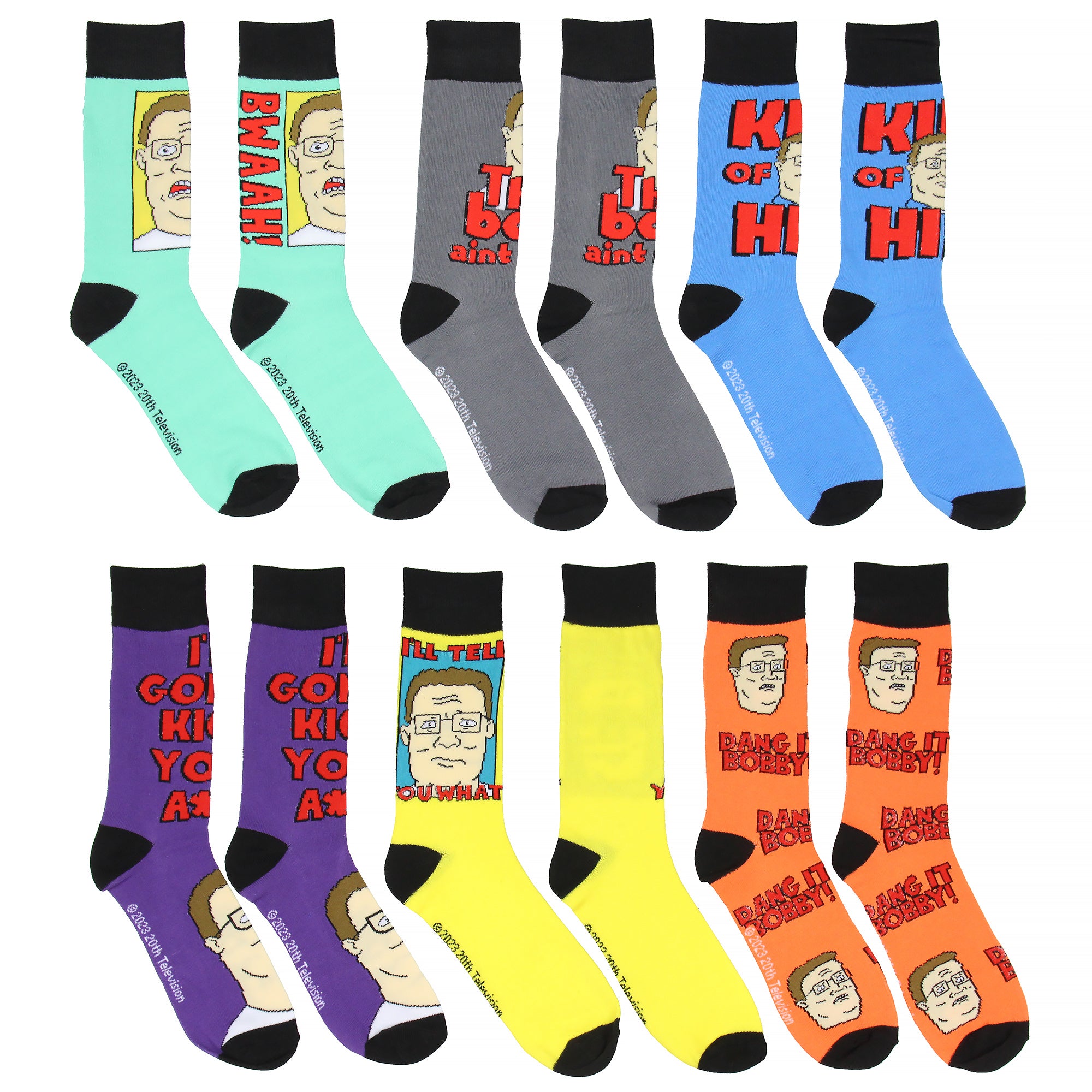 King Of The Hill Hank Hill Dang It Bobby! Crew Socks For Men 6 Pairs