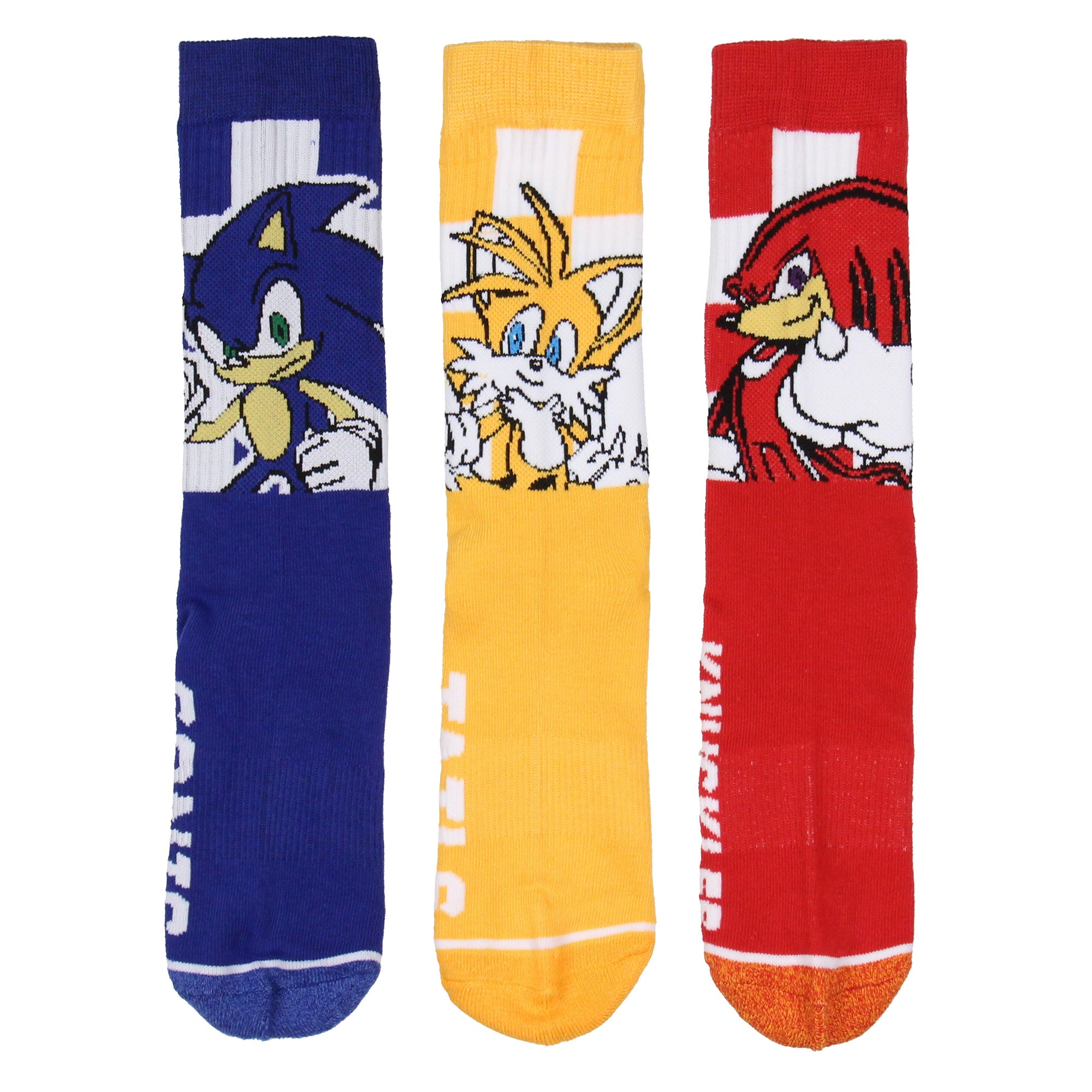 Sonic The Hedgehog Adult Checker Board Character Design 3-Pack Crew Socks