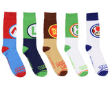 Nintendo Super Mario Bros. Adult Character Inspired Designs 5-Pair Crew Socks