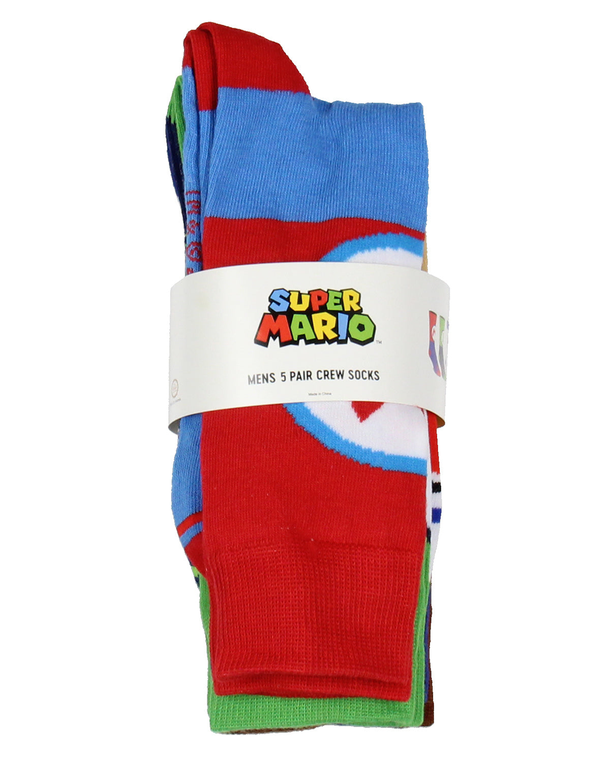 Nintendo Super Mario Bros. Adult Character Inspired Designs 5-Pair Crew Socks