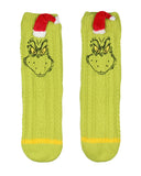 Dr Seuss GRINCH Adult Faux Shearling Sweater Knit Slipper Socks For Men and Women