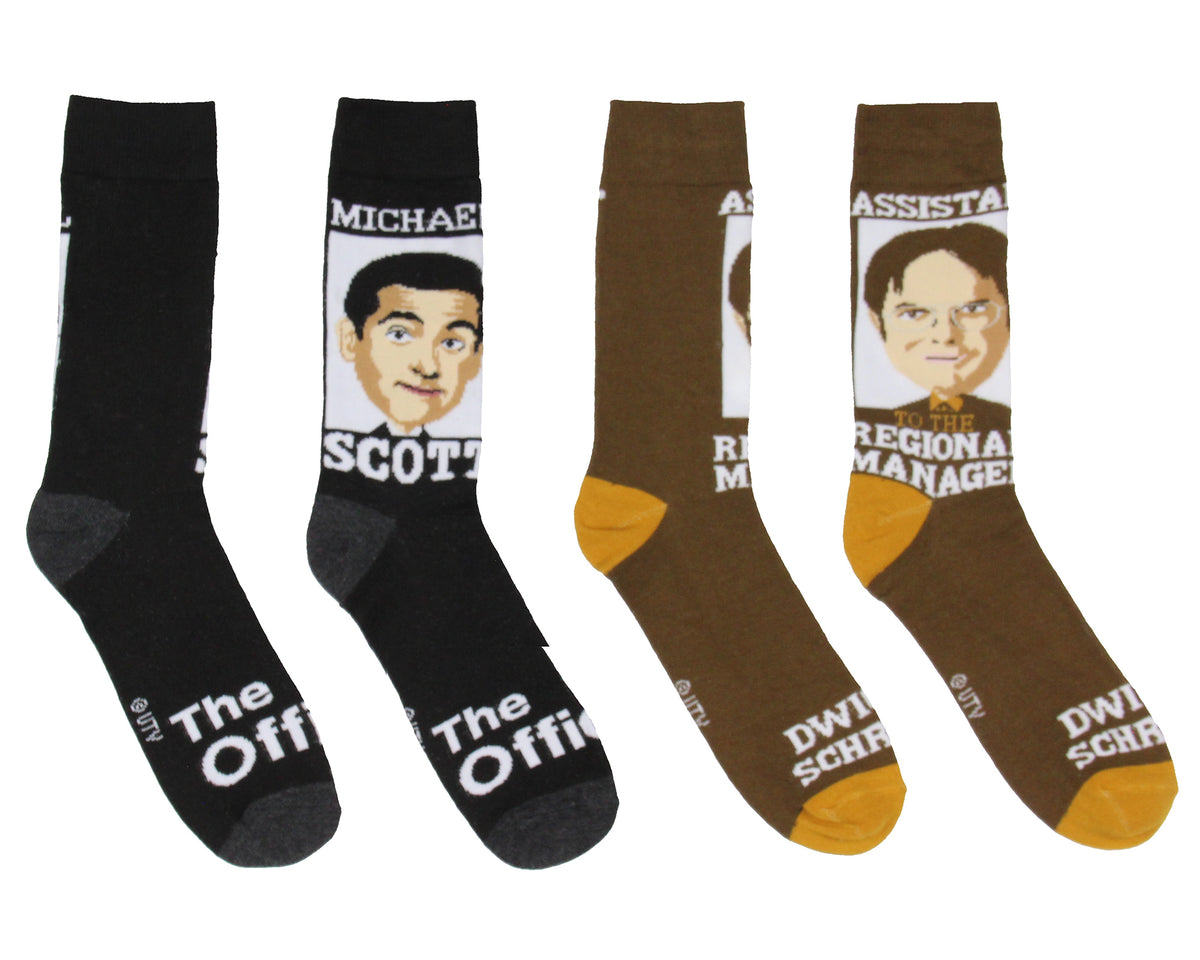 The Office Michael Scott And Dwight Schrute Crew Socks For Men Women 2 Pair