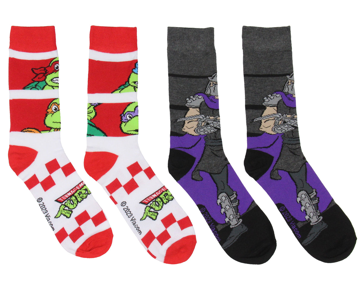Teenage Mutant Ninja Turtles Shredder Cartoon Crew Socks For Men Women 2 Pair