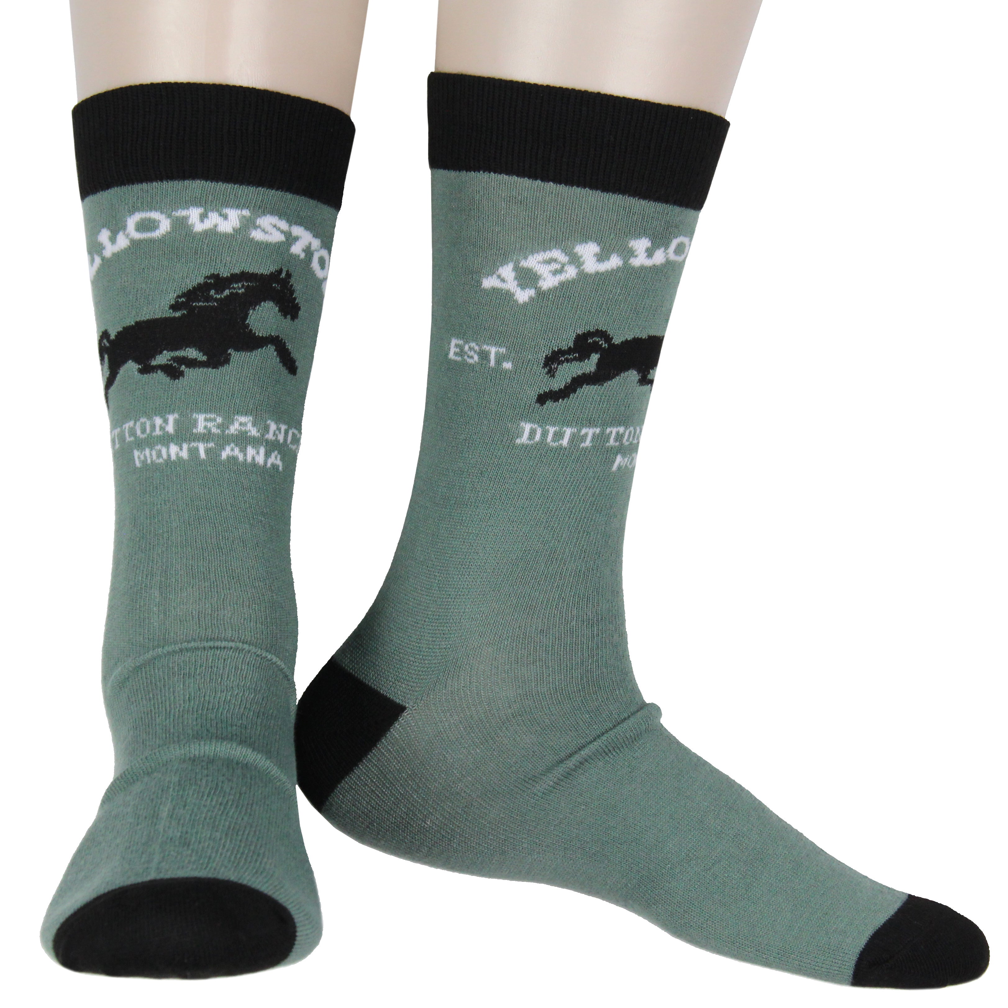 Yellowstone Dutton Ranch Montana 1886 Logo Crew Socks For Men Women 2 Pair