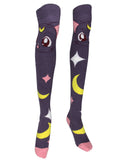 Sailor Moon Crystal Women's Luna Character Design Over Knee High Socks