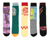 Stranger Things Hellfire Club Hawkins High School Adult Men's Crew Socks 5 Pairs