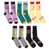 Stranger Things Hellfire Club Hawkins High School Adult Men's Crew Socks 5 Pairs