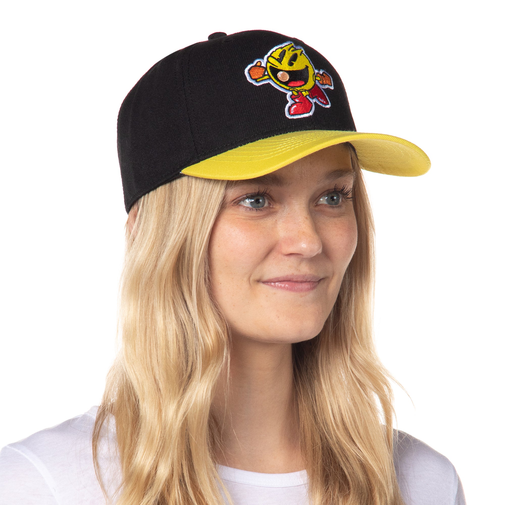 Pac-Man Hat Embroidered Classic Video Game Adjustable Precurve Snapback Hat Cap
