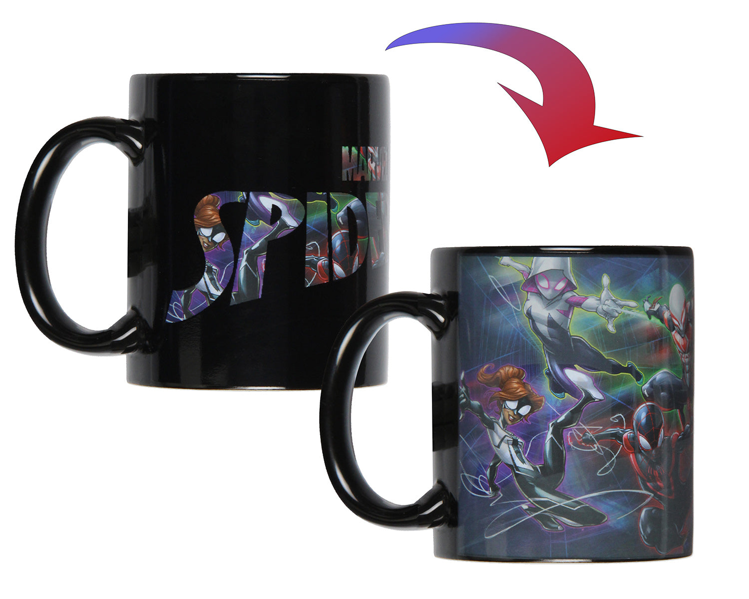 Marvel Spiderman Multi-Character Heat Reactive Color Changing Tea Coffee Mug Cup