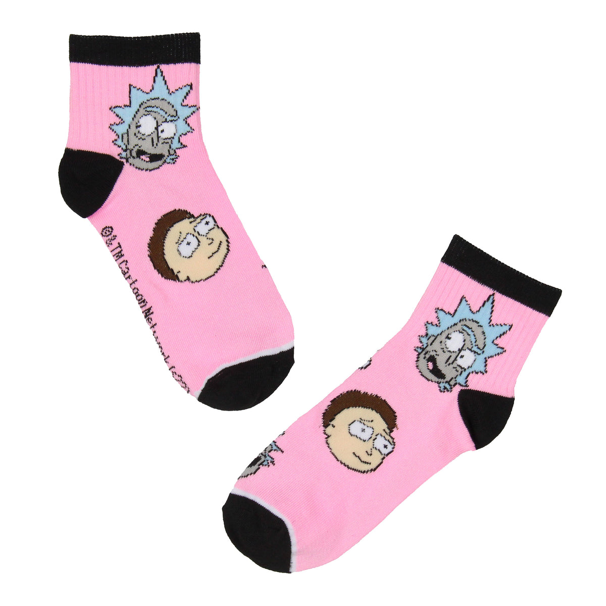 Rick and Morty Men's Face Expressions Print Checkered Quarter Crew Socks 2 Count