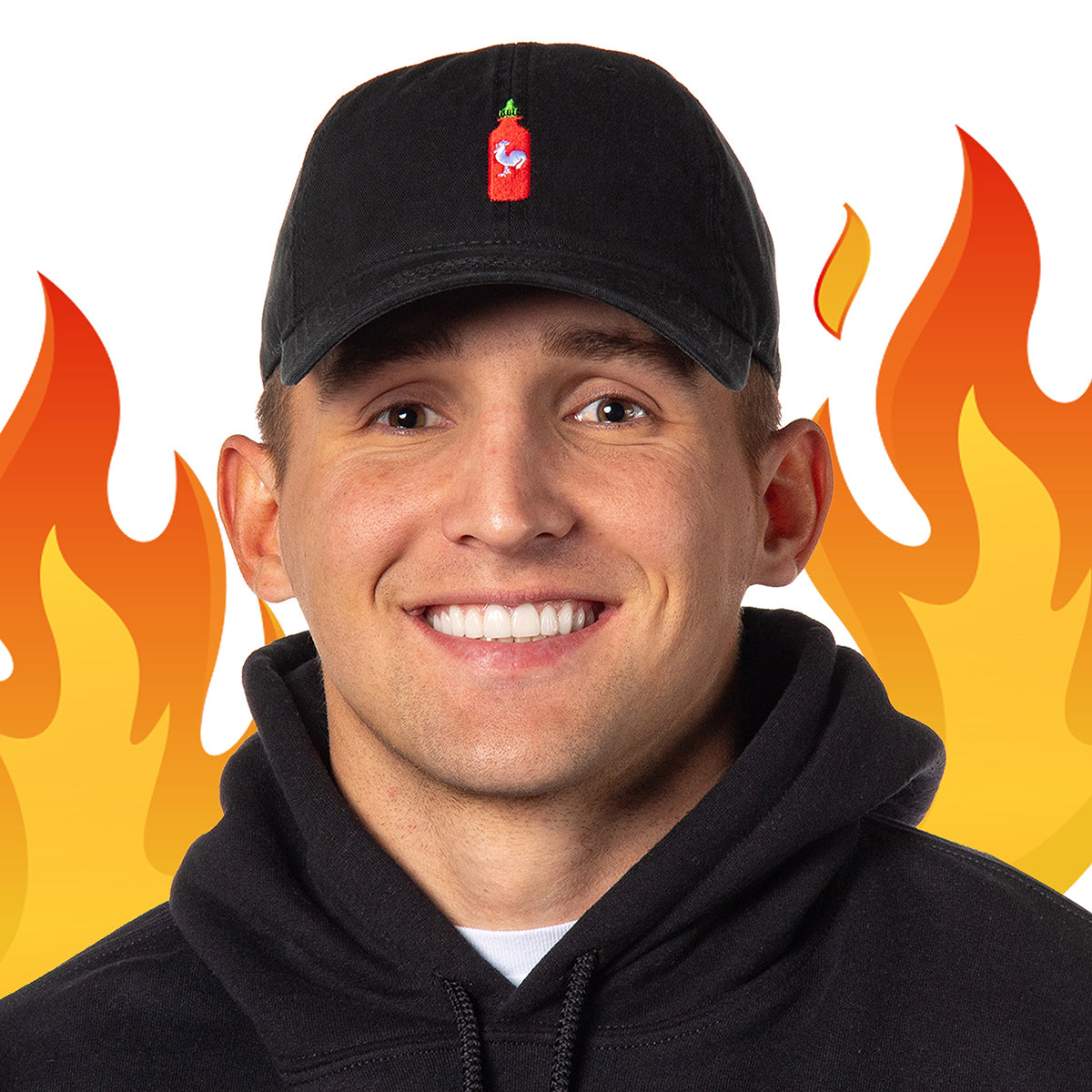 Sriracha Bottle With Chicken Embroidered Adjustable Hat For Men OSFM