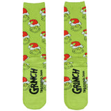 Dr. Seuss Adult The Grinch Santa Hat Fuzzy Cozy Anti-Slip Crew Socks 1 Pair OSFM