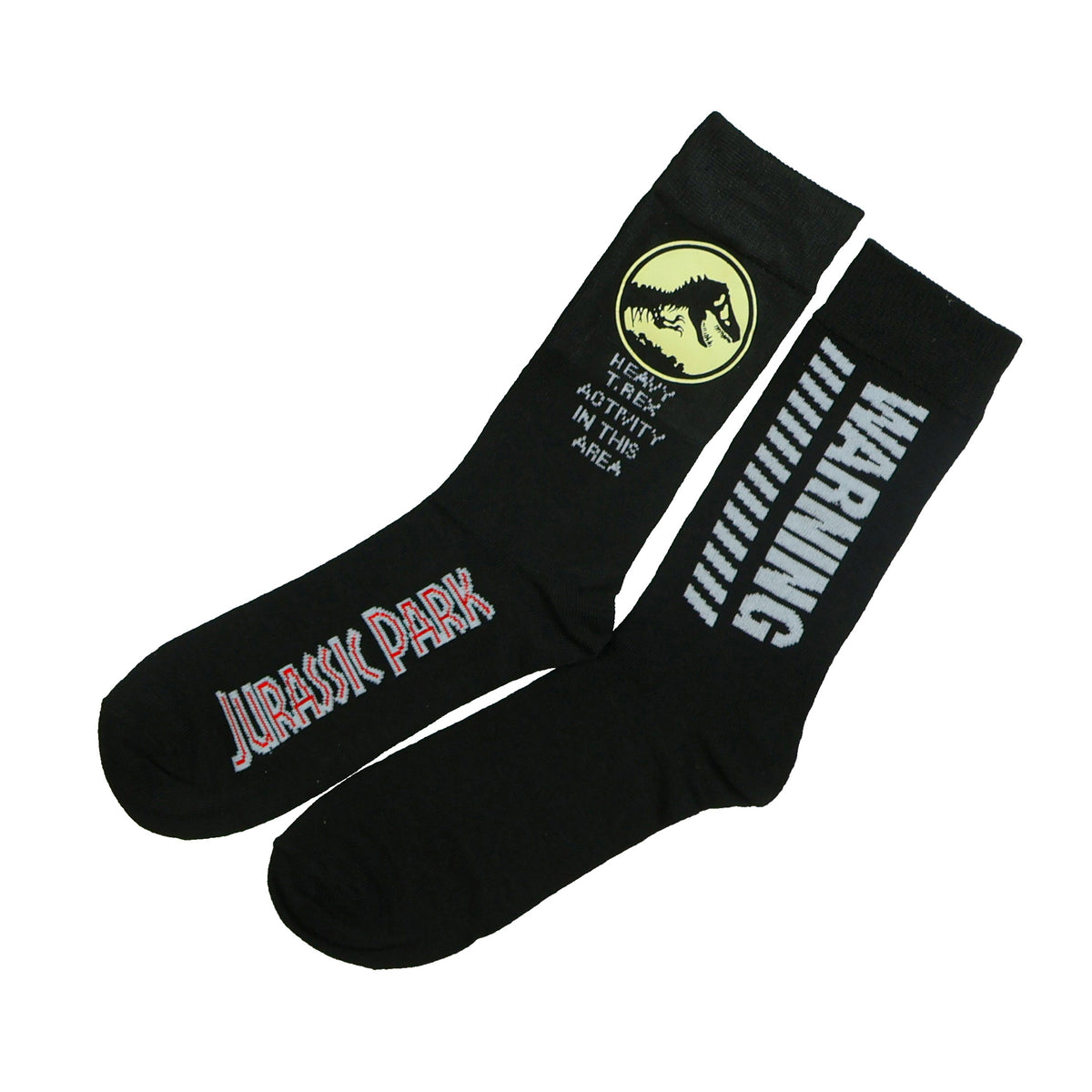 Jurassic Park Socks Men's T Rex Logo Dinosaur Warning Crew Sock 1 Pair OSFM