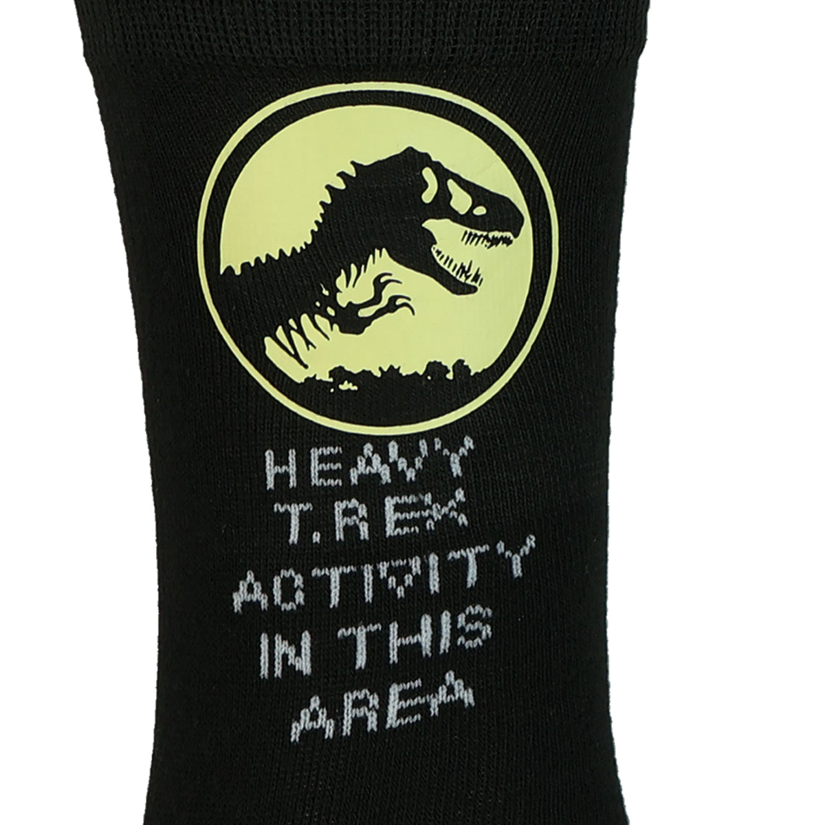 Jurassic Park Socks Men's T Rex Logo Dinosaur Warning Crew Sock 1 Pair OSFM