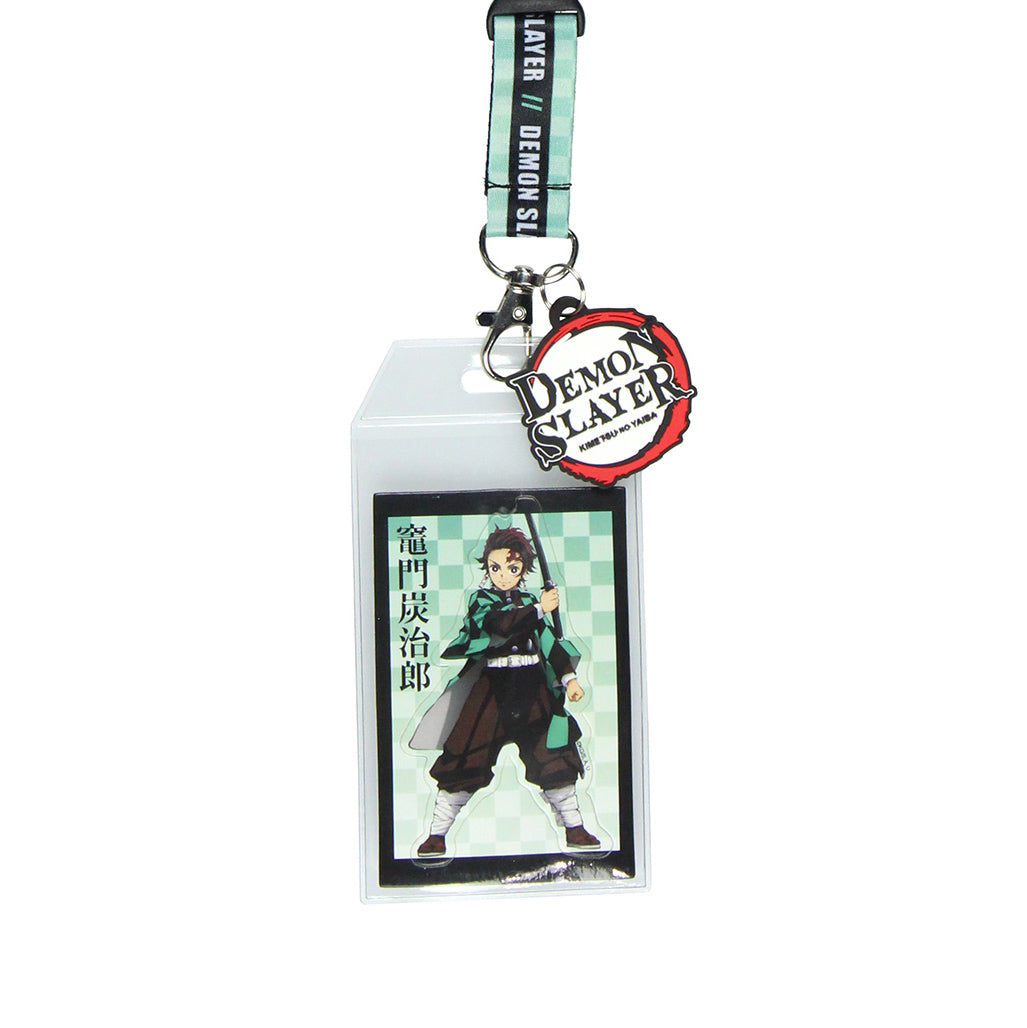 Demon Slayer Tanjiro Checkered Pattern Sublimated Strap ID Holder Anime Lanyard