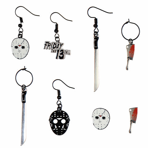 Friday The 13th Costume Jewelry Stud Dangle Closed Back Earrings Set 4 Pack