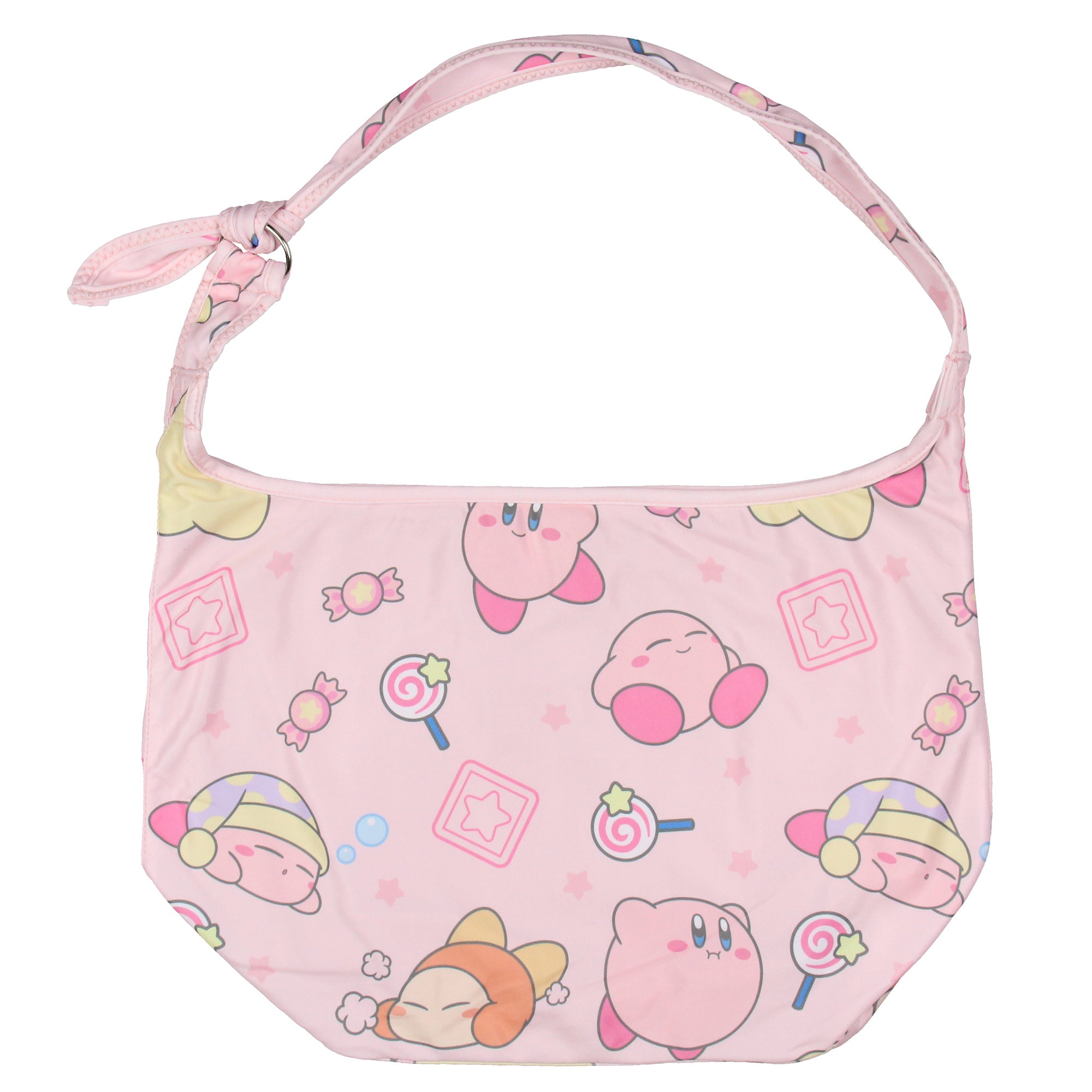 Kirby Pink Puffball Character And Snack Shoulder Crossbody Hobo Bag - Seven Times Six