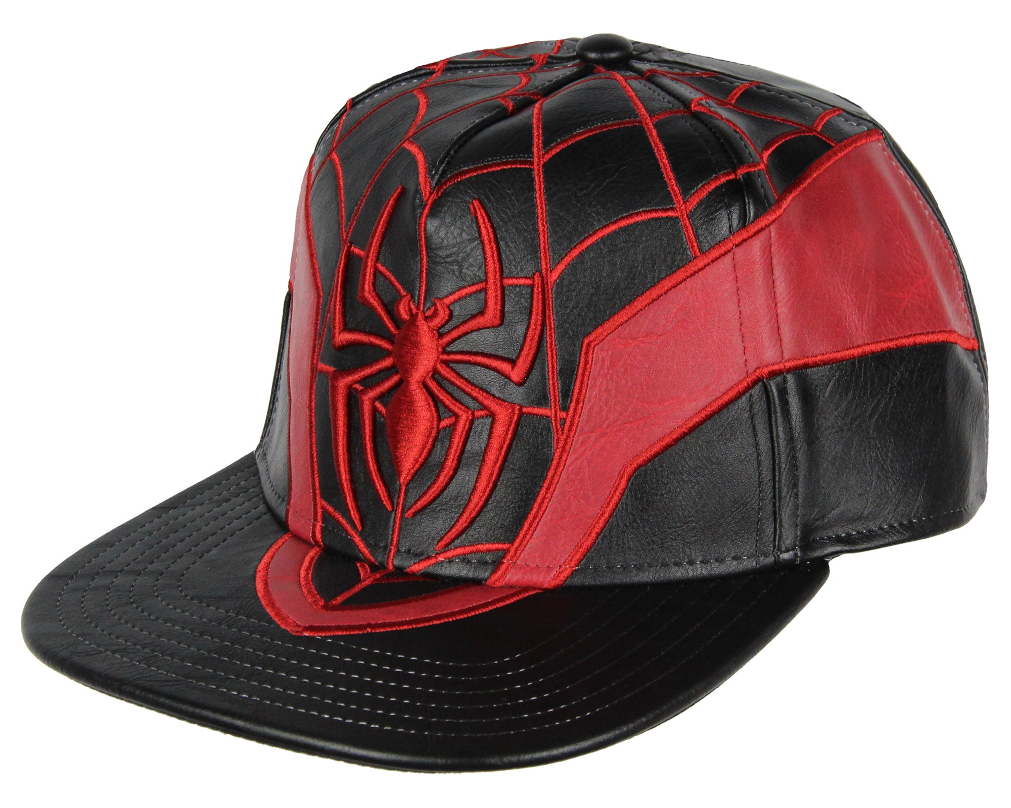 Marvel Comics Spider-Man Miles Morales Suit Embroidered Faux Leather Snapback Hat