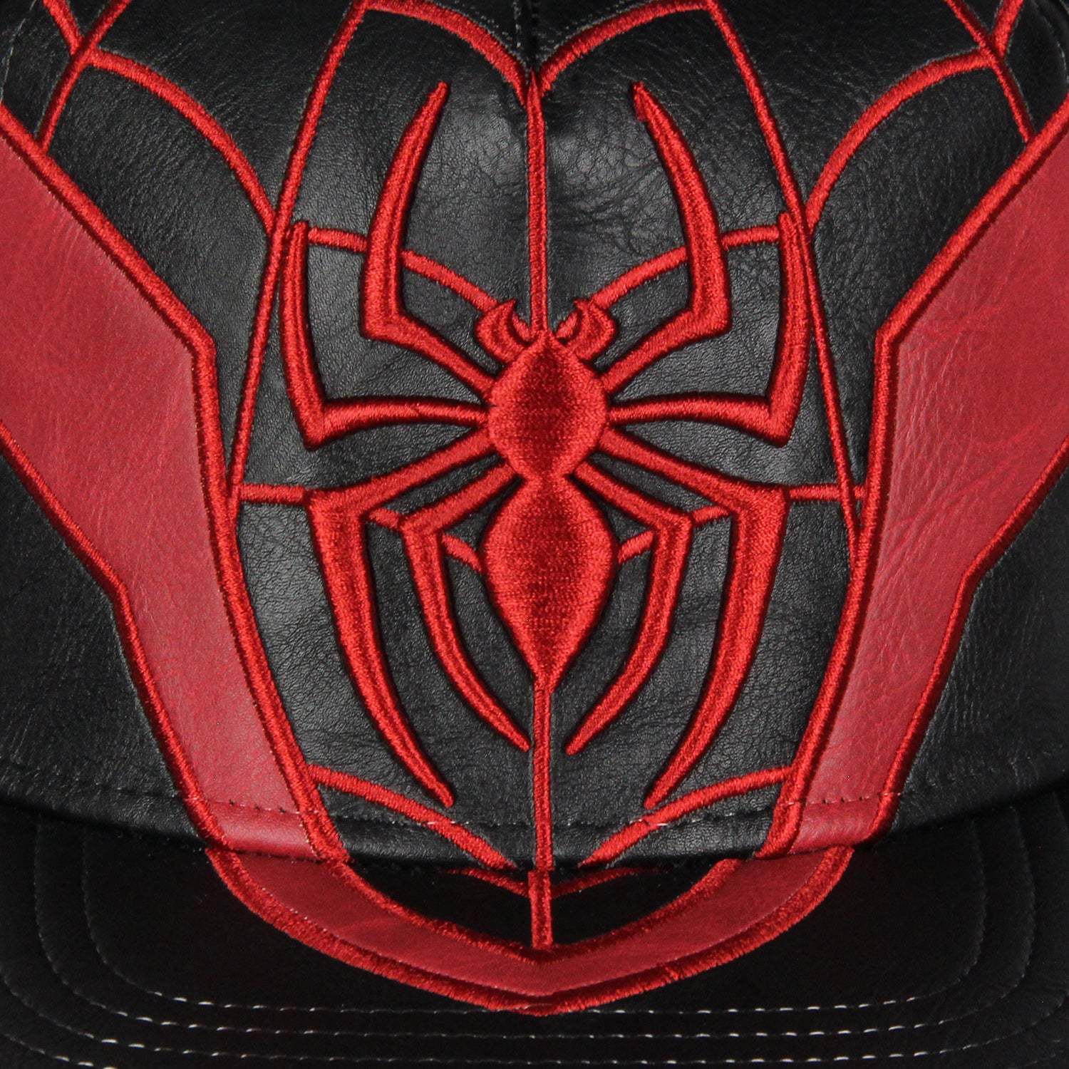 Marvel Comics Spider-Man Miles Morales Suit Embroidered Faux Leather Snapback Hat