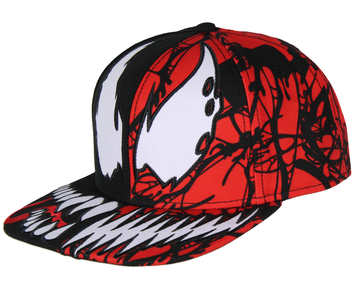 Marvel Comics Venom Carnage Split Face Embroidered Flat Bill Snapback Hat