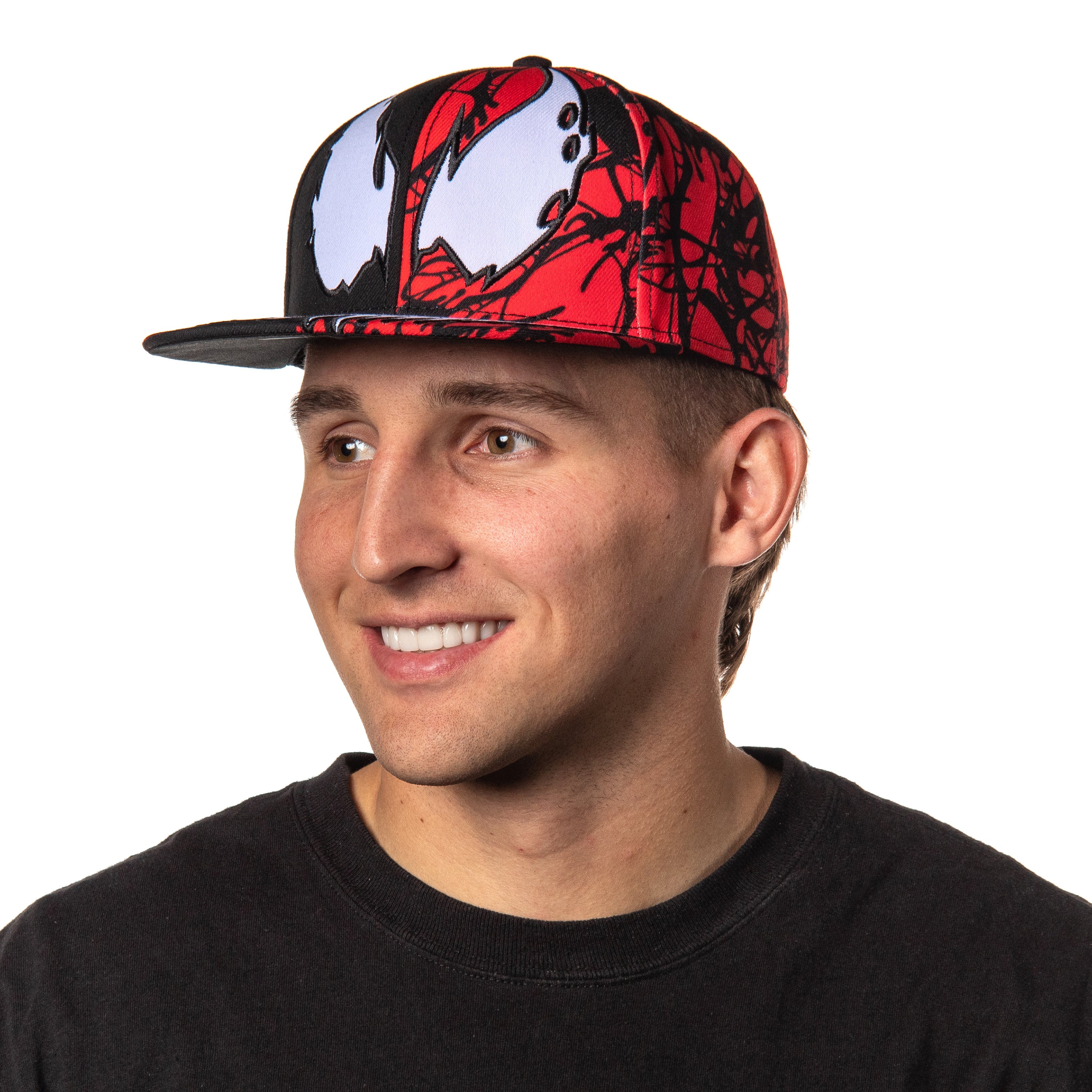 Marvel Comics Venom Carnage Split Face Embroidered Flat Bill Snapback Hat