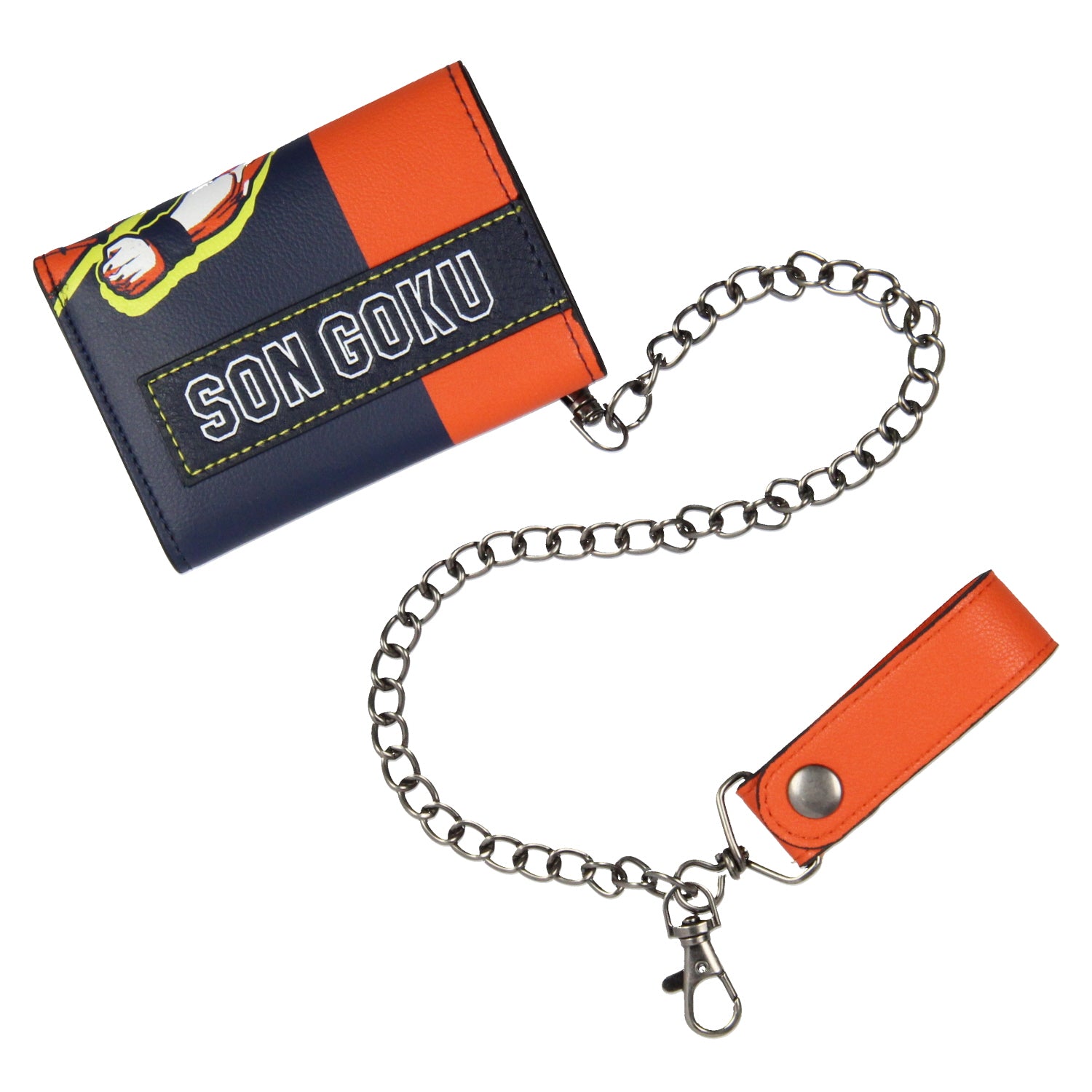 Dragon Ball Z Anime Son Goku Tri-Fold Snap Closure Chain Wallet