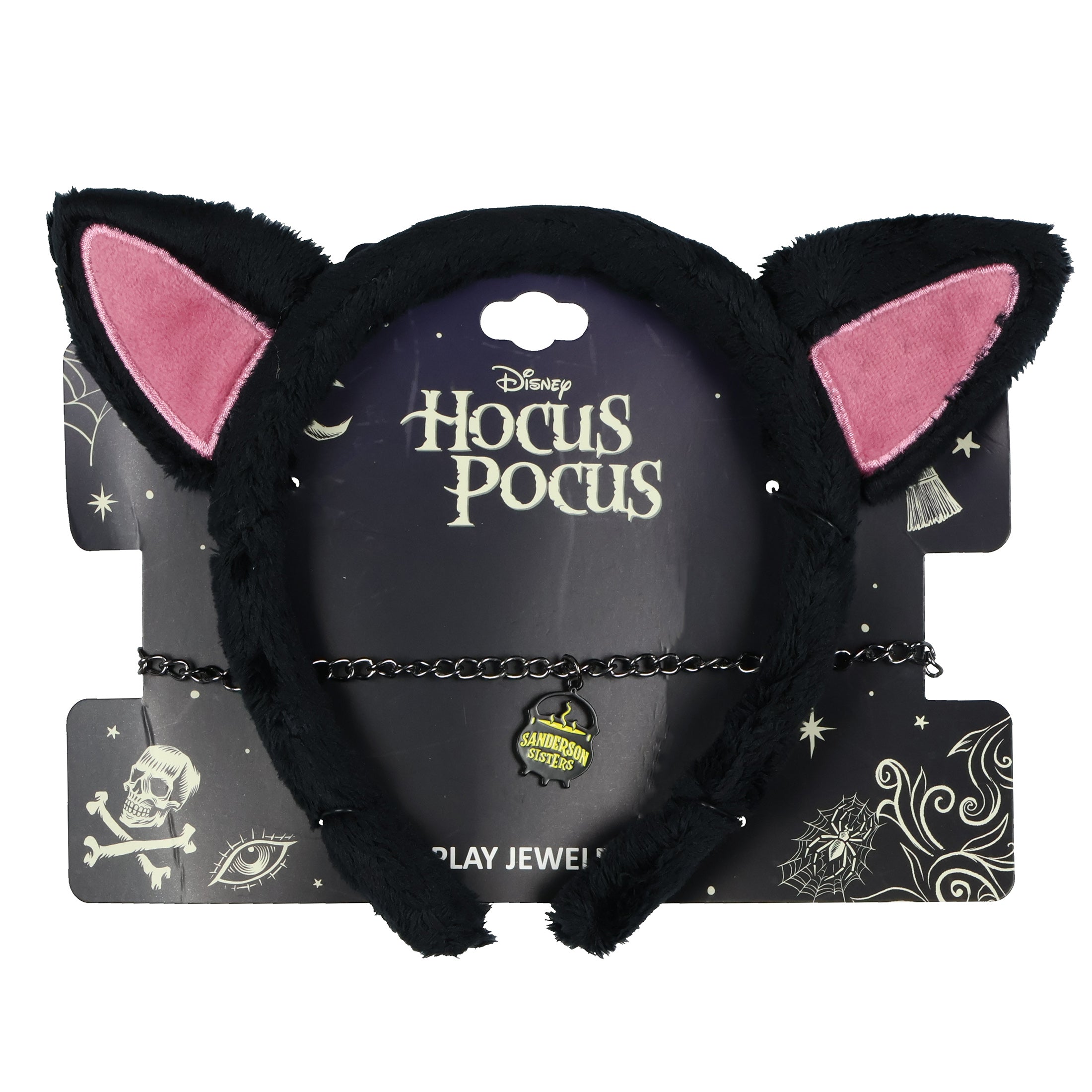 Hocus Pocus Binx Cat Ears Costume Womens 2 Piece Set Necklace Headband