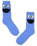 Sesame Street Socks Cookie Monster And Elmo Adult Fuzzy Plush Crew Socks 2 Pack