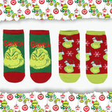 Dr Seuss GRINCH Socks Adult Christmas Holiday No-Show Ankle Socks 2 Pairs