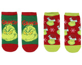 Dr Seuss GRINCH Socks Adult Christmas Holiday No-Show Ankle Socks 2 Pairs