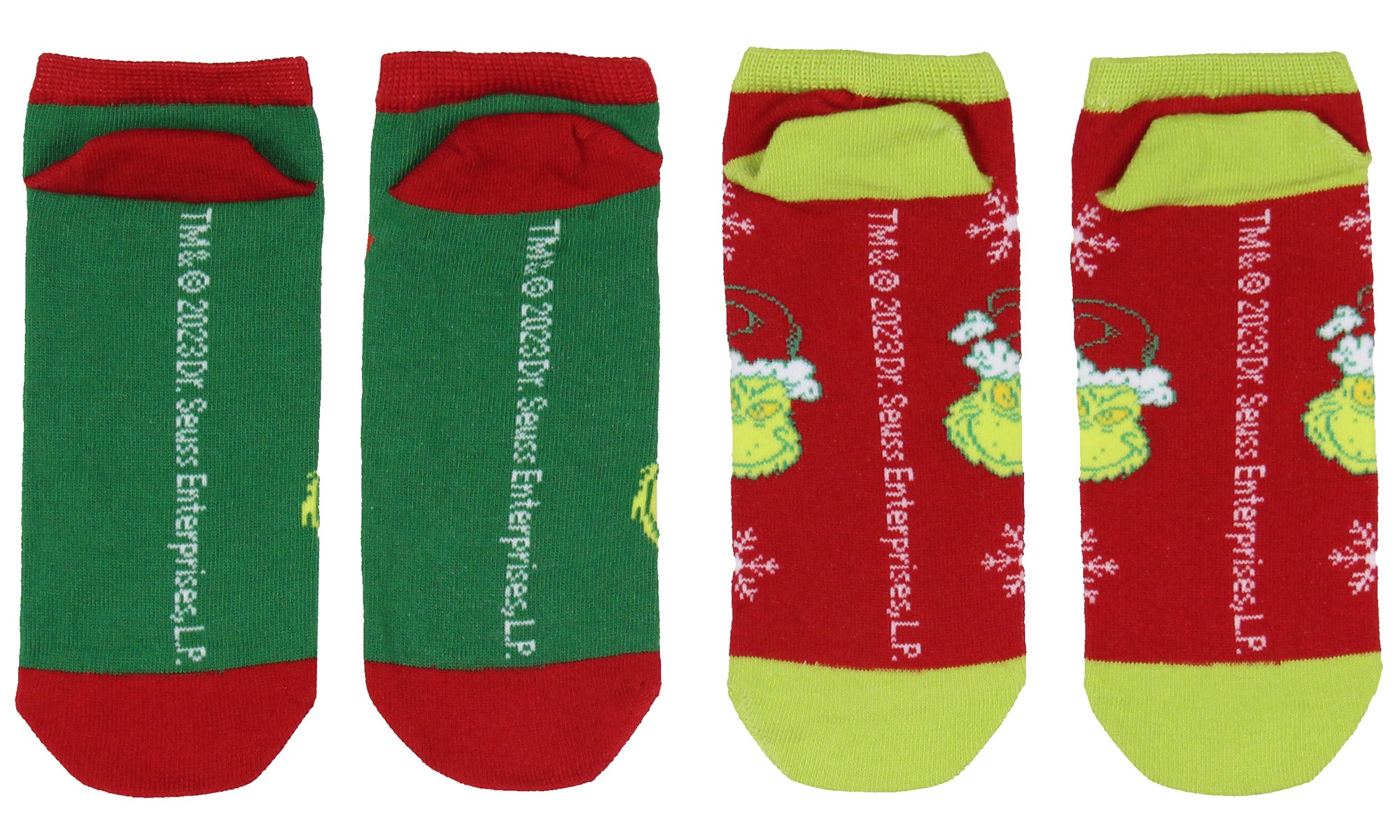 Dr. Seuss GRINCH Socks Adult Christmas Holiday No-Show Ankle Socks 2 Pairs