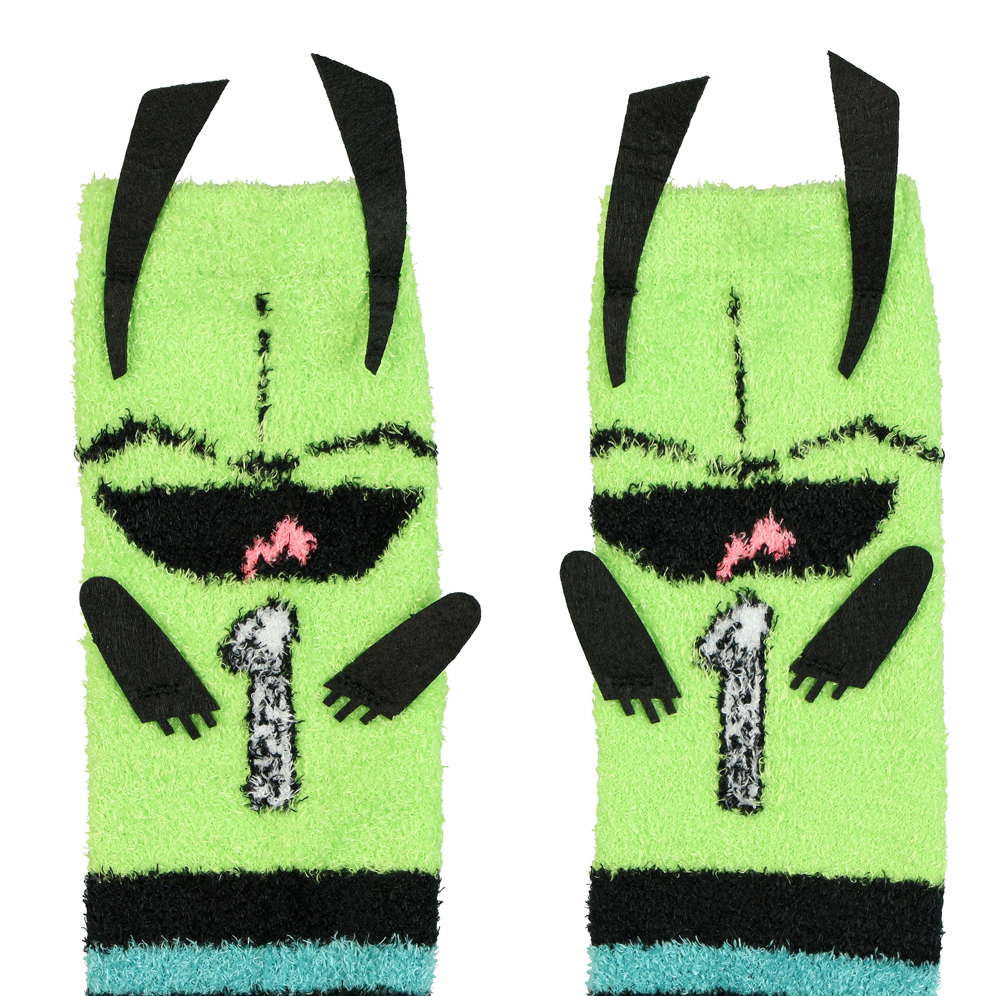 Invader Zim Gir 3D Character Fuzzy Plush Knee High Slipper Socks For Women 1 Pair