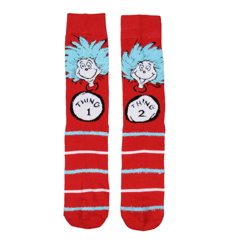 Dr. Seuss Cat In The Hat THING ONE THING TWO Mid Calf Crew Socks