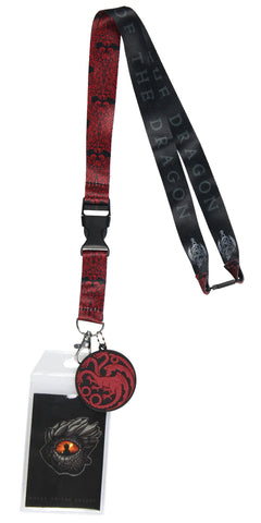Game Of Thrones: House Of The Dragon ID Badge Holder Lanyard w/ 2" Rubber Pendant