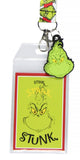 Dr. Seuss GRINCH Stink Stank Stunk Holder Lanyard w/ 2" Logo Rubber Pendant