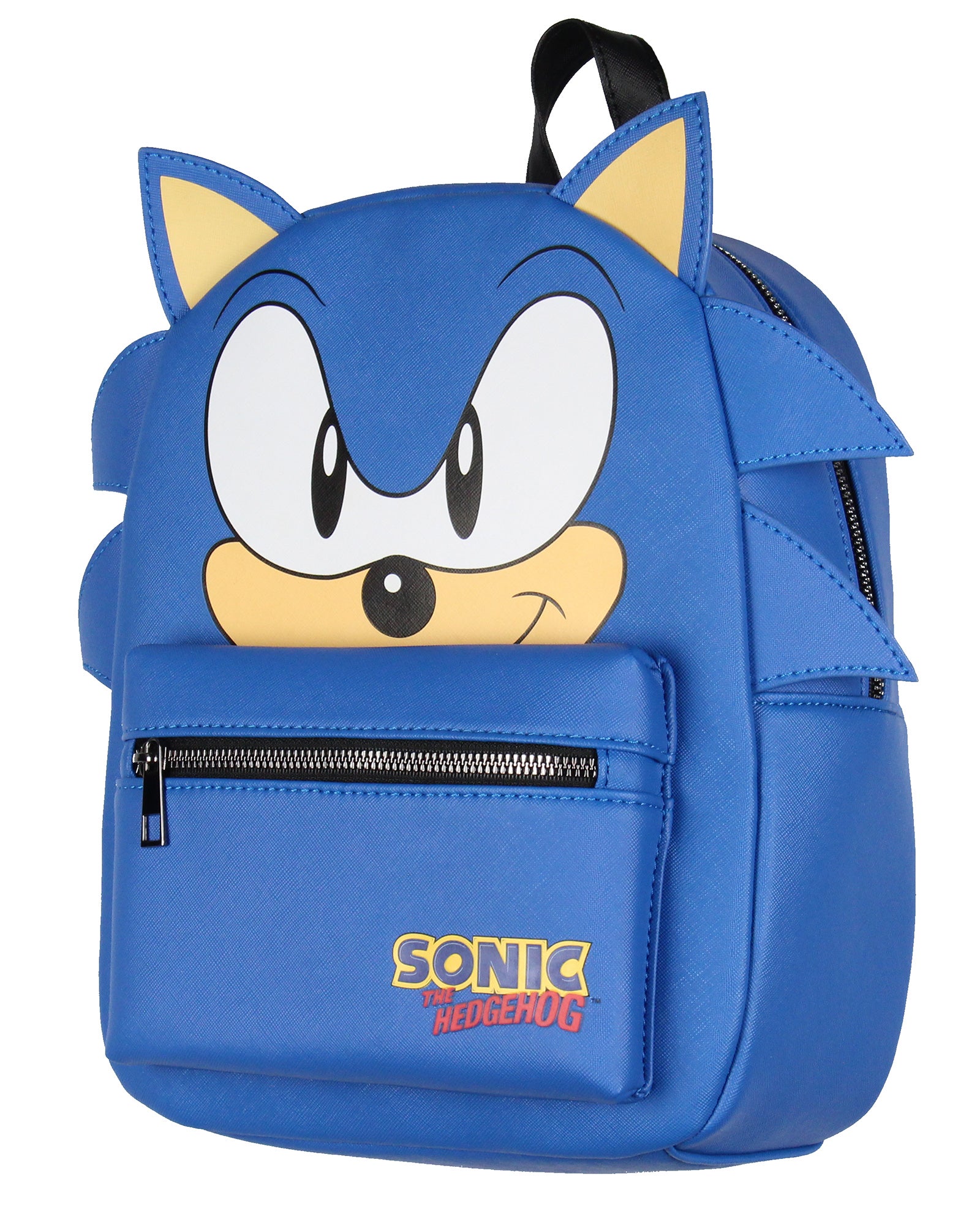 Sonic The Hedgehog Character with 3-D Ears and Quills Mini Faux Leather Backpack 13"
