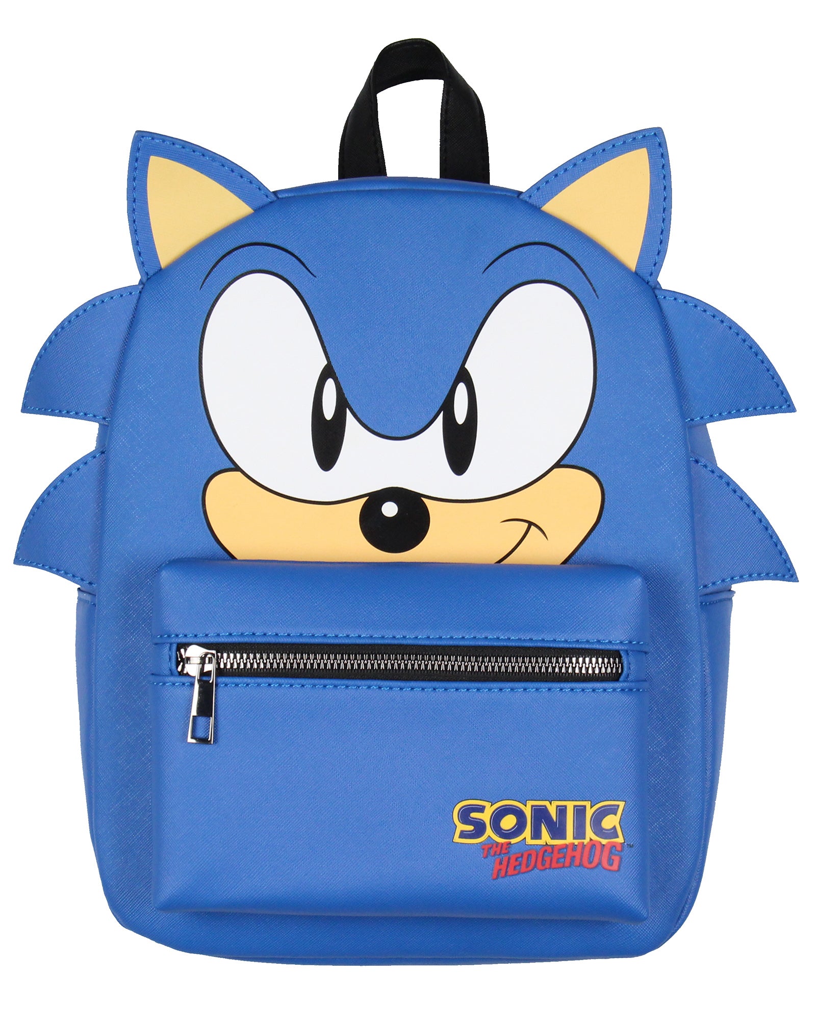 Sonic The Hedgehog Character with 3-D Ears and Quills Mini Faux Leather Backpack 13"