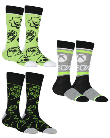 XBOX Video Game Socks 3 Pair Gamer Pack Mix and Match Mid-Calf Crew